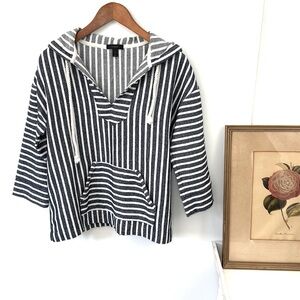 J. Crew Baja Nautical Stripe Beach Pullover Hoodie Sz S